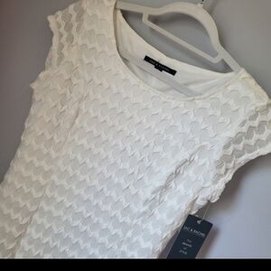 NWT Zac & Rachel White Textured Cap Sleeve Top